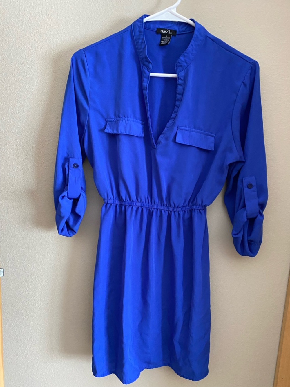 Rue21 Cobalt Blue Long Sleeve V-Neck Dress